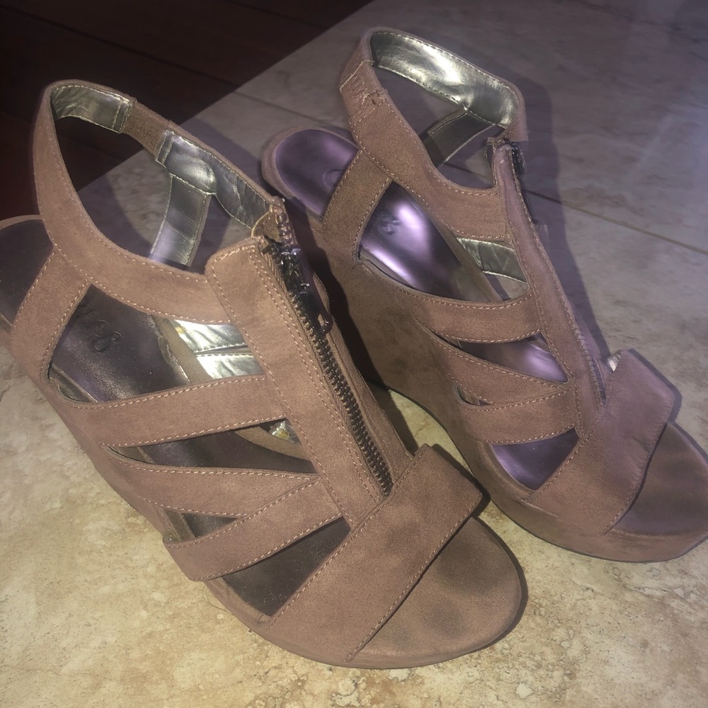 Tan Suede Wedges